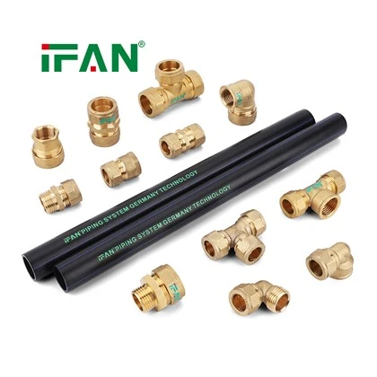 Raccordo a compressione in ottone IFAN per collegamenti di tubi in PE